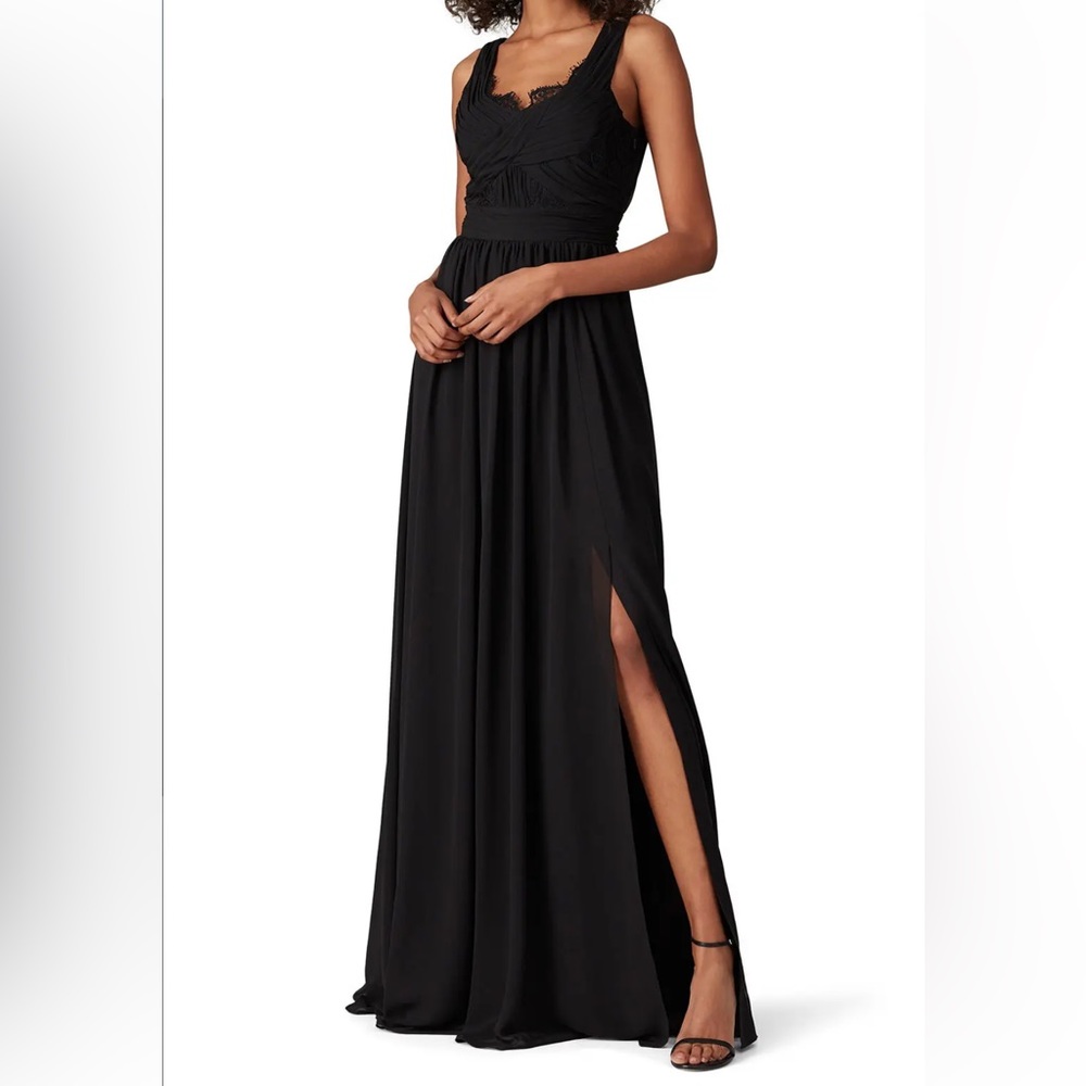 Love by Theia Black Lace Scoop Neck Gown Size 8 NWT